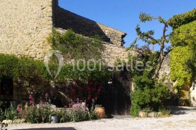 Blason sculpté en pierre, usé par le temps, fixé sur un mur ancien avec des branches visibles au-dessus.