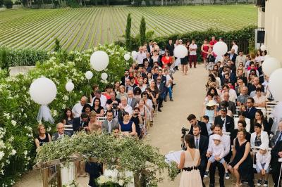 Un parking extérieur rempli de voitures, entouré de végétation et éclairé par une lumière naturelle.