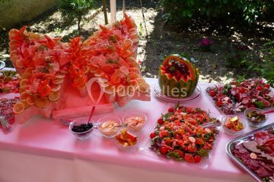 Assiette de salade garnie de magret de canard, asperges, figues, tomates séchées et filet de sauce balsamique.