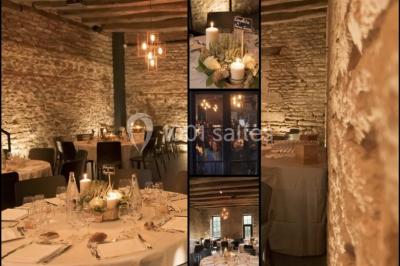 Paysages naturels avec lac entouré de forêts, sentiers boisés et ponton au bord de l'eau sous un ciel partiellement nuageux.