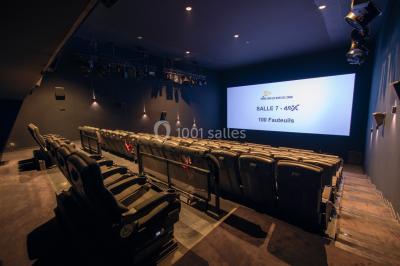 Miniature Location salle Caen (Calvados) - Pathé Les Rives de l'Orne #9 Intérieur d'un bâtiment moderne avec escalier, rambardes en métal, murs colorés et grandes baies vitrées.