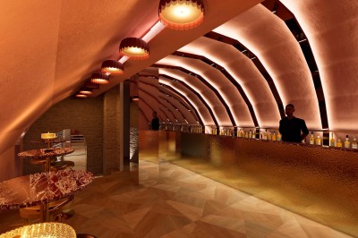 Miniature Location salle Paris 4 (Paris) - Le Myra #11 Fléchettes colorées dans une caisse en bois au premier plan, cible de jeu accrochée sur un mur en pierre en arrière-plan.