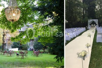 Intérieur élégant avec décorations classiques, horloge, miroir, fleurs et cage décorative dans une lumière tamisée.