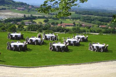 Un grand groupe de personnes en t-shirts verts pose joyeusement devant des véhicules stationnés en extérieur.