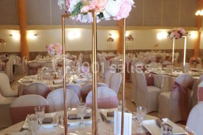 Cour extérieure avec végétation tropicale, terrasse ensoleillée, murs jaunes et mobilier en bois près d'une pergola.