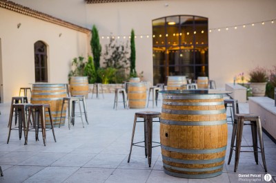 Un couple en tenue de mariage s'enlace dans un champ entouré d'oliviers sous une lumière douce.