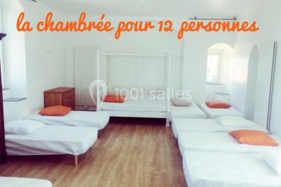 Miniature Location salle Champdieu (Loire) - Domaine de Villeroy #10 Escalier extérieur en pierre éclairé par des lumières LED, devant une maison au crépuscule avec des arbres environnants.