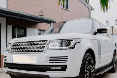 Intérieur d'un véhicule haut de gamme avec volant, tableau de bord et finitions en bois et cuir clair.