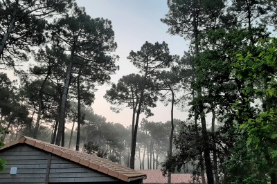 Phare blanc sur un îlot rocheux, accessible par une jetée étroite, entouré d'eau sous un ciel bleu clair.