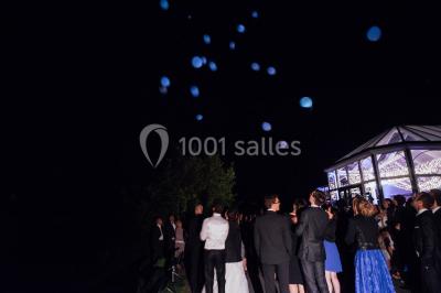 Plateau de fruits de mer et poissons décoré avec des crustacés, un requin et des éléments végétaux sur une table.