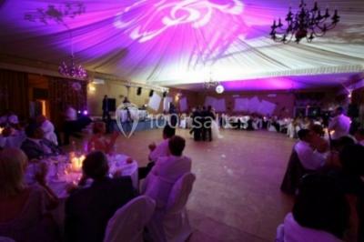 Parking extérieur avec plusieurs voitures stationnées, entouré d'arbres et offrant une vue dégagée au loin.