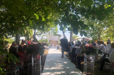 Parking extérieur avec plusieurs voitures stationnées, entouré d'arbres et offrant une vue dégagée au loin.