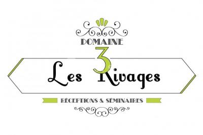 Logo du Domaine Les 3 Rivages avec des ornements décoratifs et la mention ’Réceptions & Séminaires’.
