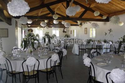 Chemin en gravier bordé de barrières en bois, entouré d'arbres et d'herbe sous un ciel dégagé.