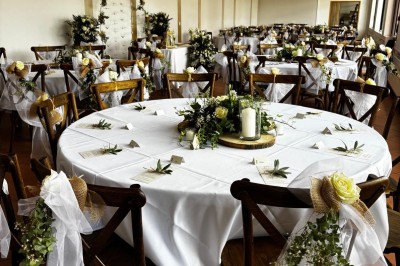 Feu d'artifice illuminant le ciel nocturne au-dessus d'un espace extérieur avec arbres et structure éclairée.