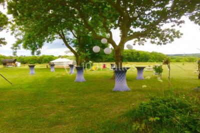 Deux chaises en métal décorées de fleurs colorées, placées sur une pelouse en extérieur par temps clair.
