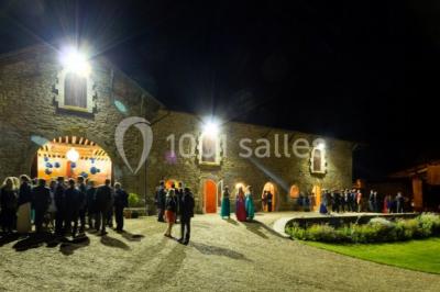 Voitures garées en file sur un terrain herbeux entouré d'arbres par une journée ensoleillée.
