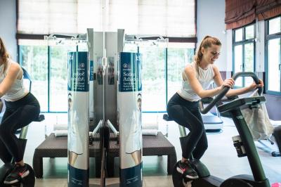 Cascade naturelle entourée de végétation, se déversant dans un bassin calme sous une lumière ensoleillée.