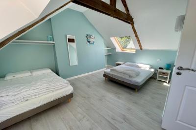 Illustration d'un logo avec des branches de feuillage pastel entourant le texte ’Le Domaine des Cavaliers’.