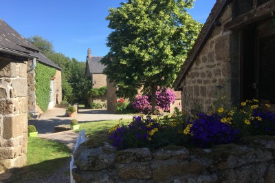 Groupe de personnes rassemblées dans un jardin verdoyant par une journée ensoleillée.