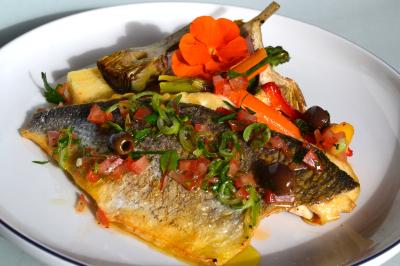 Allée décorée pour une cérémonie en plein air, entourée d'arbres, avec chaises en bois et rubans suspendus.