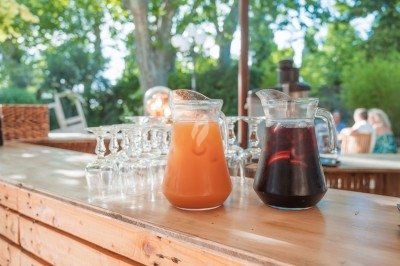 Portion de viande braisée servie dans une petite coupelle, garnie de pousses rouges.