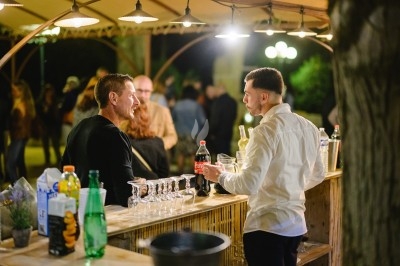 Plat gastronomique composé d'une mousse verte, surmontée de saumon et de pousses, présenté dans une assiette blanche.