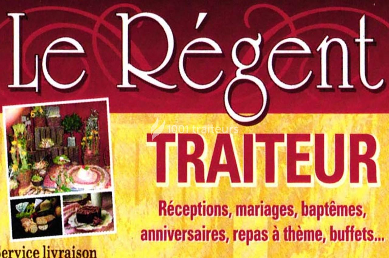 Affiche d'un traiteur proposant des services pour réceptions, mariages, baptêmes, anniversaires et repas à thème.