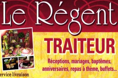 Affiche d'un traiteur nommé ’Le Régent’ proposant des services pour réceptions, mariages et autres événements.