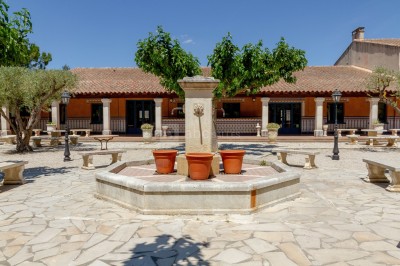 Une cavalière en tenue traditionnelle guide un cheval blanc dans une arène devant un public attentif.