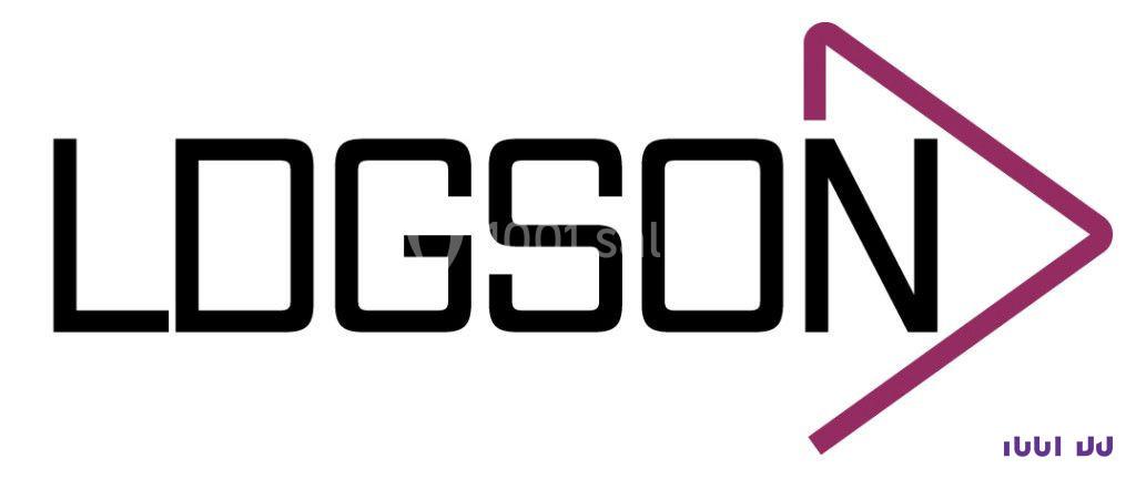 Logo avec le texte ’LDGSON’ en noir, accompagné d'une flèche violette orientée vers la droite.