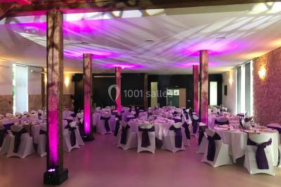 Miniature DJ Montlhéry (Essonne) - AmbianCvous #16 Grande tente transparente aménagée avec des tables alignées, décorées de fleurs et de vaisselle pour un événement.