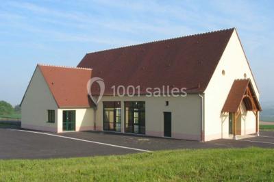 Cuisine professionnelle avec plan de travail en inox, plaques de cuisson, évier et hotte d'extraction.