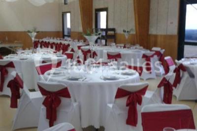 Cuisine professionnelle avec plan de travail en inox, plaques de cuisson, évier et hotte d'extraction.