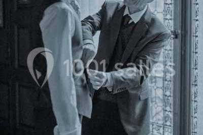 Feu d'artifice illuminant le ciel nocturne au-dessus d'un parc avec des spectateurs rassemblés sur une pelouse.