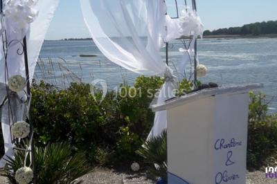 Image promotionnelle d'un DJ tenant une table de mixage, avec des textes sur l'animation d'événements en Vendée et Pays de…