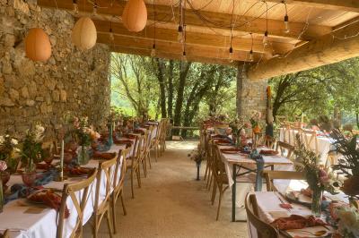 Allée en béton fraîchement coulée, éclairée par des lampadaires, entourée d'arbres et de végétation la nuit.