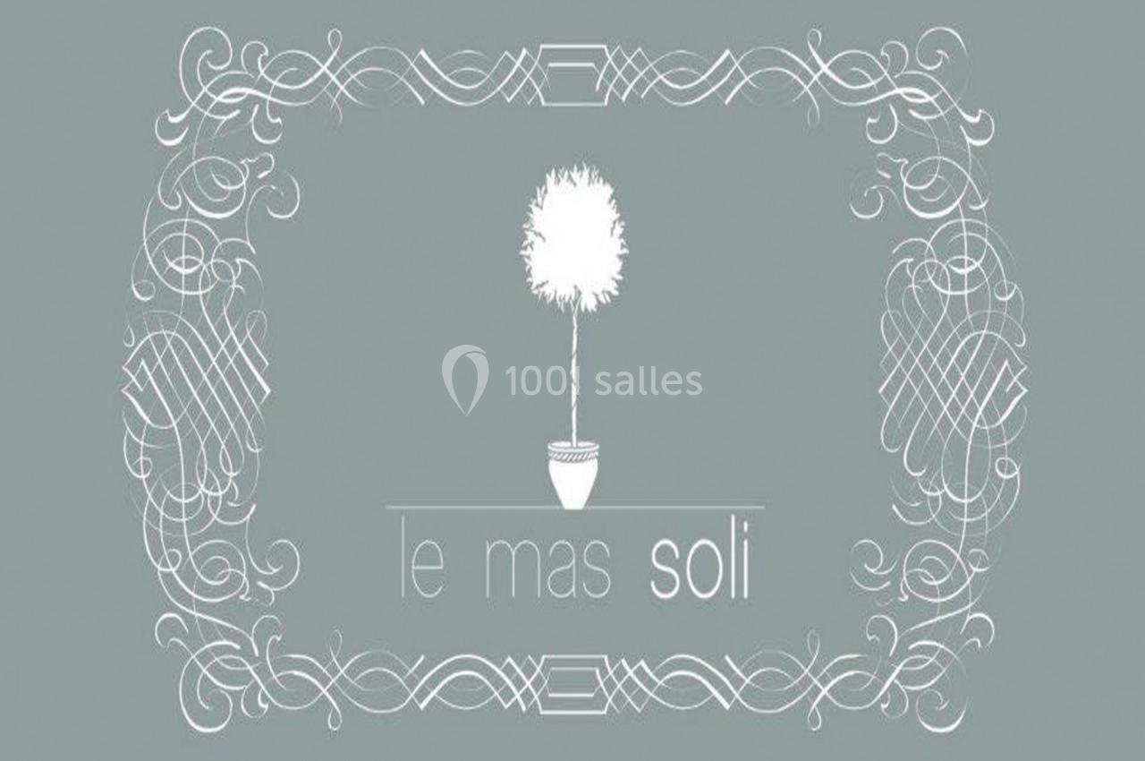 Illustration d'un arbre en pot stylisé entouré de motifs décoratifs, avec le texte ’le mas soli’ en dessous.