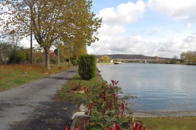 Salle de réception décorée pour un événement, avec tables rondes dressées et un écran de projection allumé.