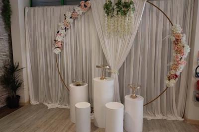 Plateaux de fruits variés avec morceaux d'orange, pomme, kiwi, mangue, groseilles et ananas garni de myrtilles.