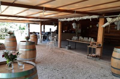 Chambre lumineuse avec lits en bois, bureau, armoire, décorations végétales et vue sur un jardin par la fenêtre.