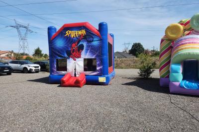 Un groupe de musiciens et chanteurs joue sur une scène éclairée dans une salle avec un public assis.