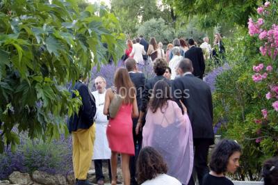 Miniature Location salle Sorgues (Vaucluse) - Château La Tour Vaucros #20 Terrain de tennis entouré d'arbres et de végétation, avec un olivier au premier plan.