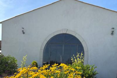 Une jument blanche et son poulain brun se tiennent dans un champ verdoyant sous un ciel partiellement nuageux.