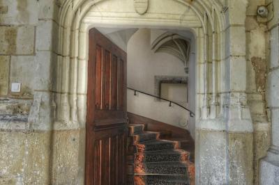 Un vélo décoré de fleurs blanches et vertes est appuyé contre une grille en fer forgé dans un cadre arboré.