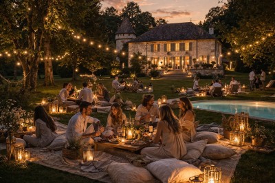Plaque en pierre gravée avec des inscriptions dorées et un motif de croix ailée au-dessus du texte.