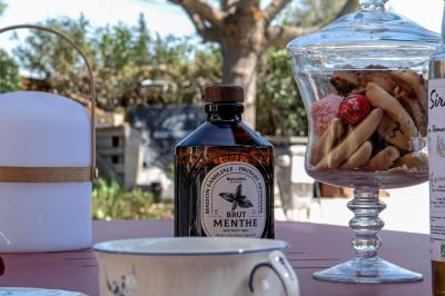 Des jeunes femmes en robes de soirée interagissent avec des résidents d'un établissement, dans une ambiance conviviale.