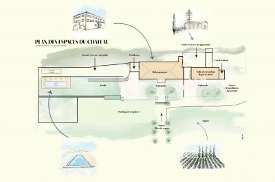 Olivier devant le toit de l'ancien pigeonnier 