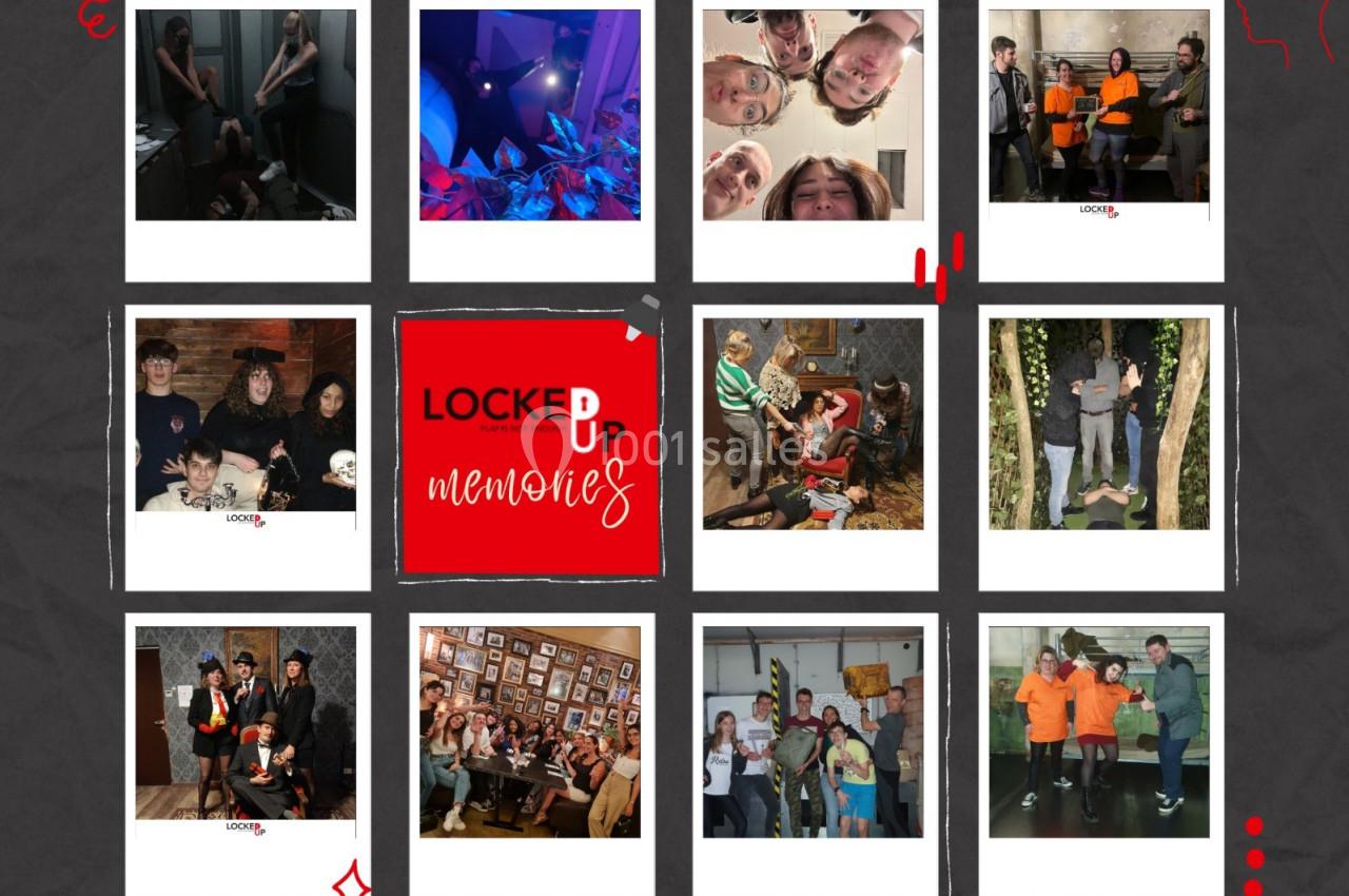 Mosaïque de photos montrant des groupes de personnes participant à des activités d'équipe dans des décors variés.