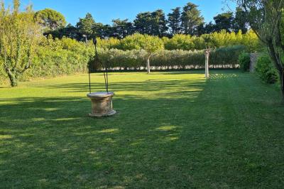 Salle vide avec un sol en parquet sombre, murs blancs, fenêtres et piliers gris sous un plafond à dalles blanches.